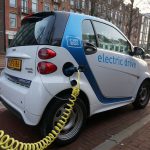 samochód elektryczny podłączony do stacji ładowania